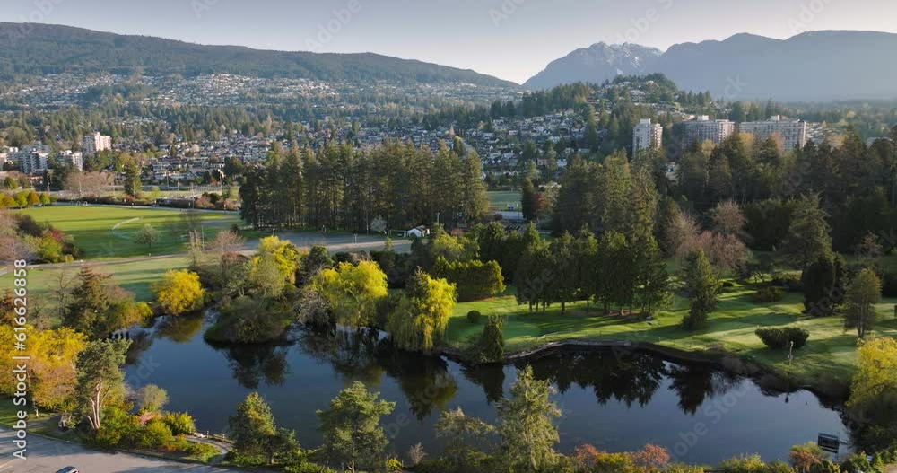 Aerial view of West Vancouver at dawn Aerial view of West Vancouver at dawn