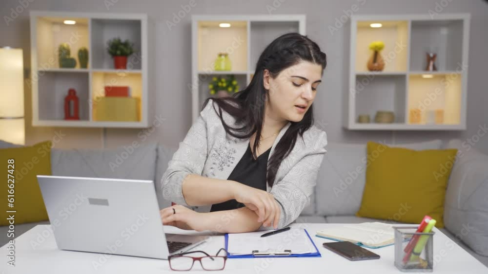 Home office worker in cheerful mood. Home office worker in cheerful mood.