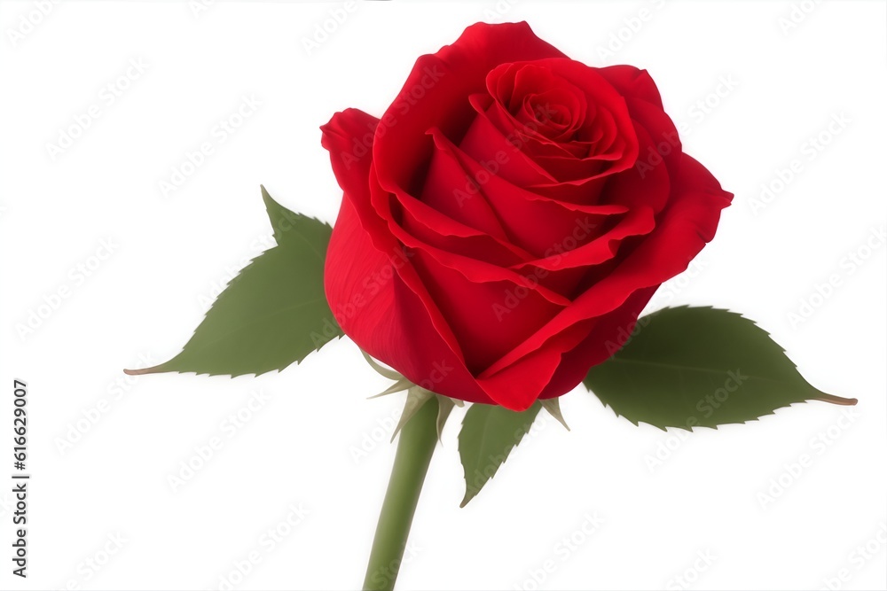Fototapeta premium Red rose isolated on white background. Generative AI.