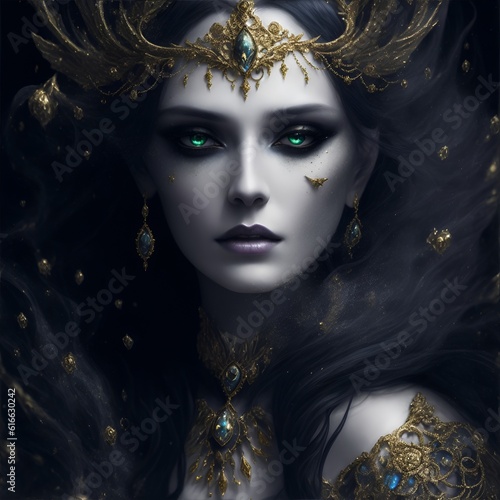 Portrait of Morgana. Morgan le fay, enchantress and sorceress. Generative Artificial Intelligence.