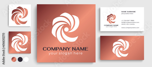 Round spiral logo. Swirling elegant waves of fabric. Template for creating a unique luxury design, logo, fashion, studio, boutique, spa center