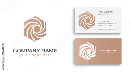 Round spiral logo. Swirling elegant waves of fabric. Template for creating a unique luxury design, logo, fashion, studio, boutique, spa center