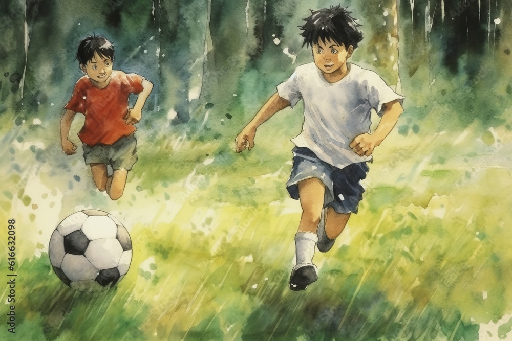 Obraz premium サッカー少年,Generative AI AI画像