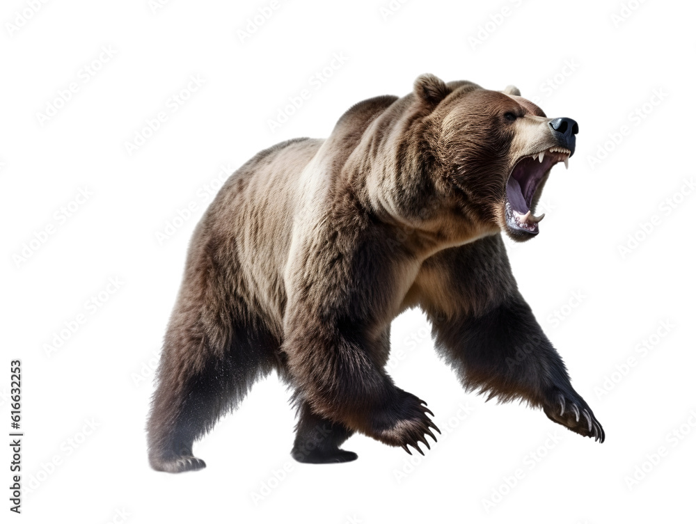 Obraz premium brown bear isolated on white, png, generated ai.