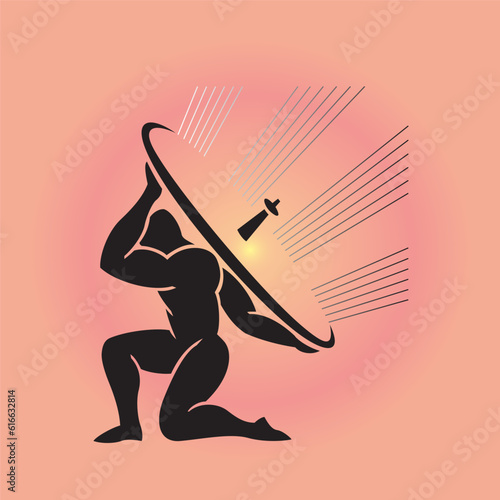 strong network symbol with strongest man icon,vector illustration