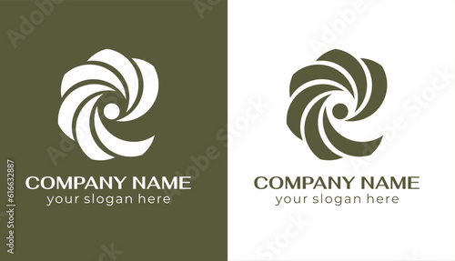 Round spiral logo. Swirling elegant waves of fabric. Template for creating a unique luxury design, logo, fashion, studio, boutique, spa center