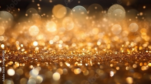 Golden glitter light background. defocused  Ai generated 