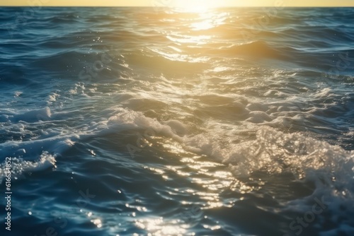 Sea water background with caustic sunlight. Water Surface wallpaper background. Generative AI.
