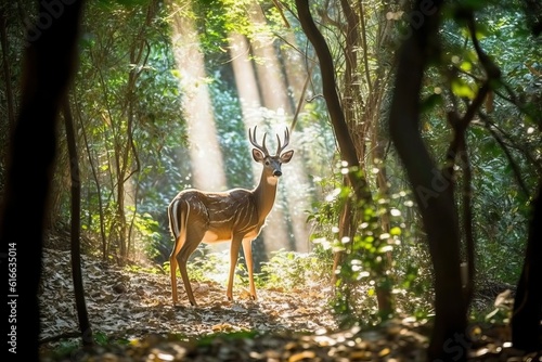 Deer in the Forest, Graceful animal (Ai generated)