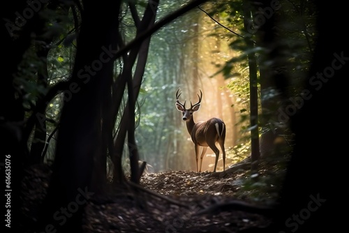 Deer in the Forest, Graceful animal (Ai generated)