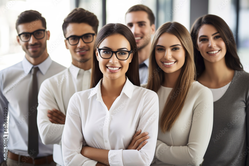 Group of smiling business people, workers. ia generate Group of smiling business people, workers. ia generate