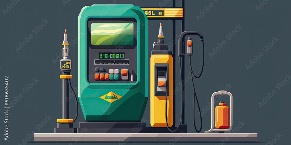 Petrol pump filling. Station for cars - Generative AI Petrol pump filling. Station for cars - Generative AI