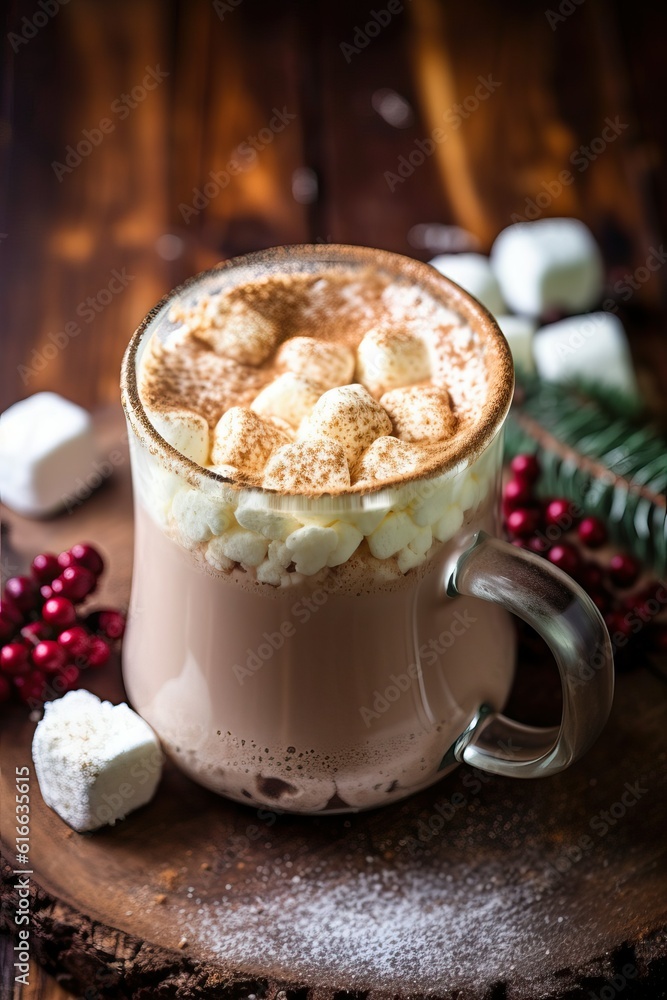 Hot chocolate with marshmallow and cocoa powder (Ai generated) Hot chocolate with marshmallow and cocoa powder (Ai generated)