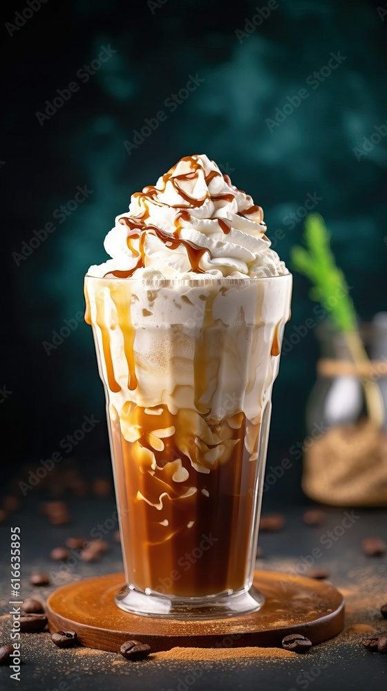 Iced coffee with whipped cream and caramel drizzle (Ai generated) Iced coffee with whipped cream and caramel drizzle (Ai generated)