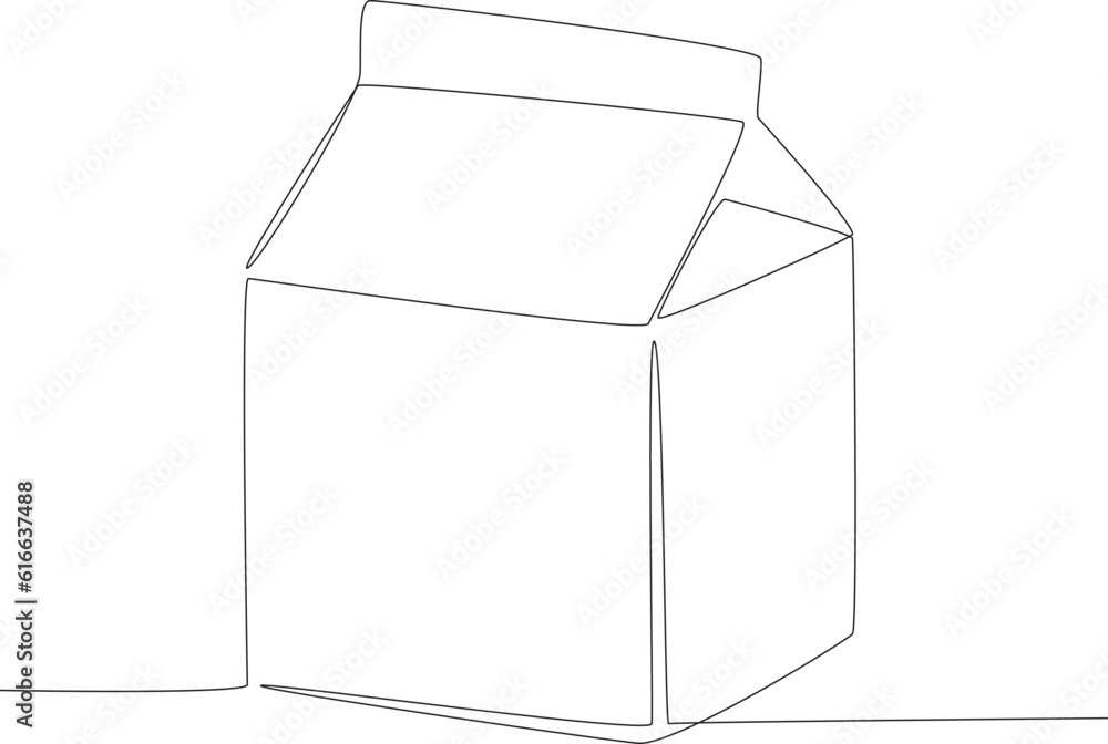 Single continuous line drawing mini box milk. Fast Food
Single continuous line drawing mini box milk. Fast Food