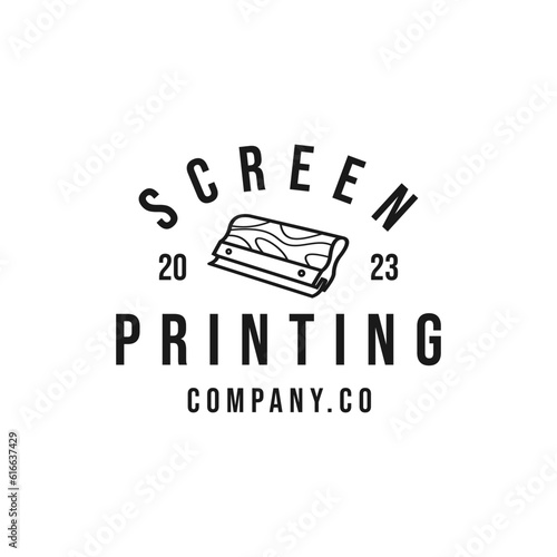 vintage logo line screen printing template illustration