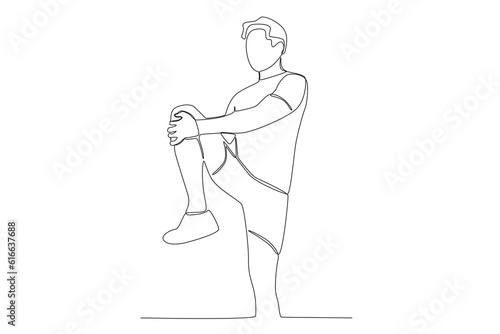 Vector continuous line drawing of a man doing running sport vector illustration premium vector
