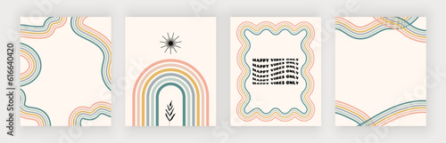 Retro backgrounds with colorful lines. Vector wall art prints 
