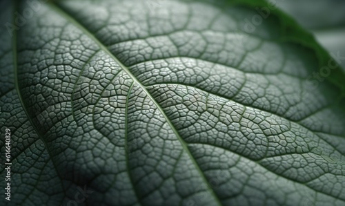 a close up of a green leaf's leaf structure. generative ai