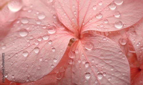  a close up of a pink flower with water droplets on it. generative ai
