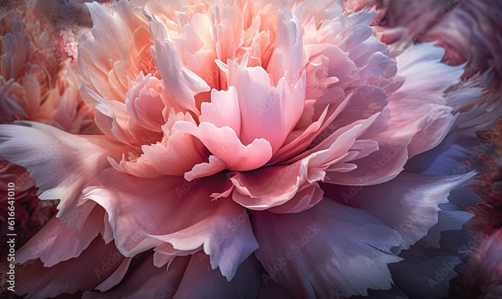  a large pink flower is in the middle of a field.  generative ai