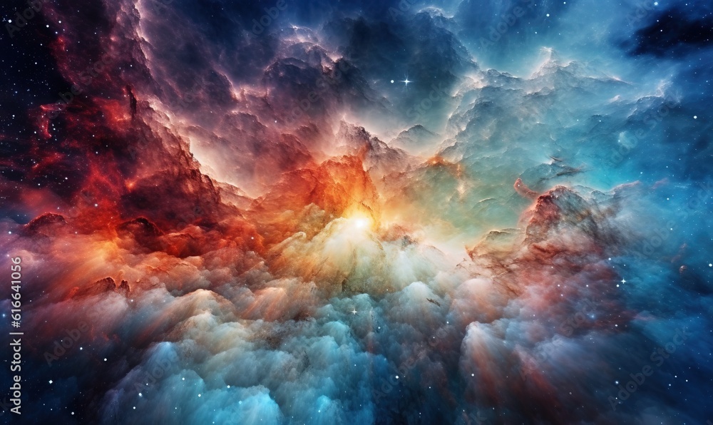  a colorful space filled with clouds and stars in the sky.  generative ai