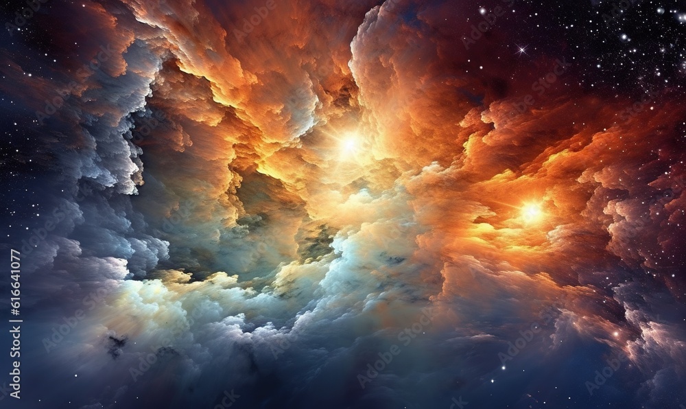  a very colorful space filled with clouds and stars in the sky.  generative ai
