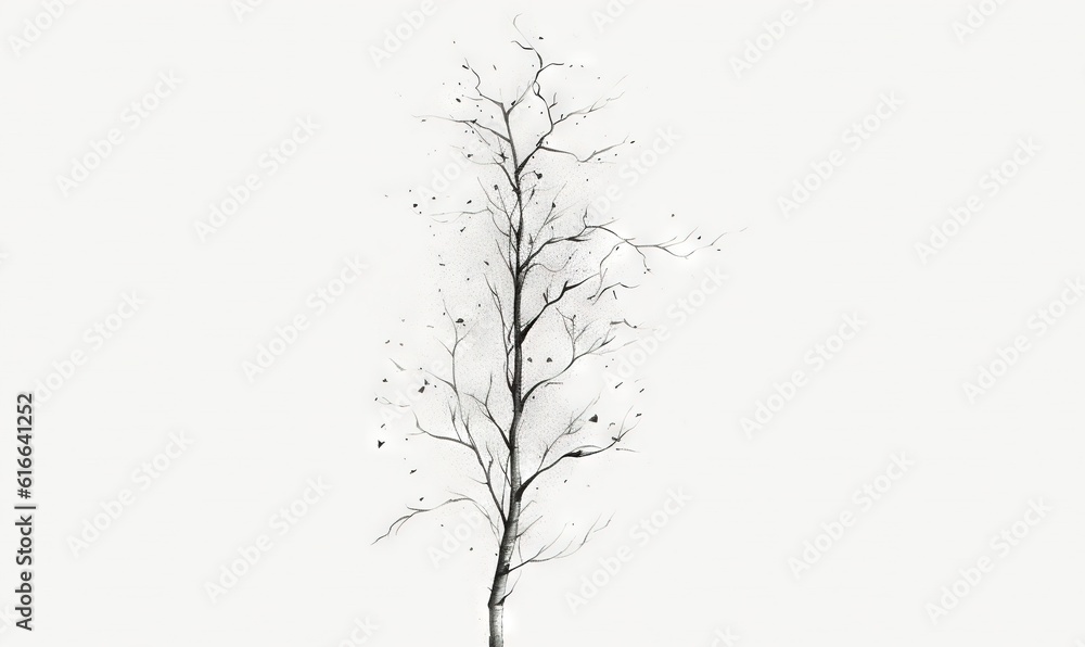 Fototapeta premium a black and white photo of a tree with no leaves. generative ai