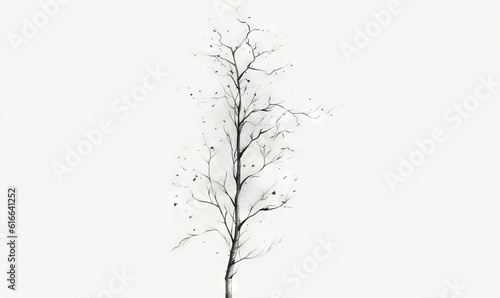  a black and white photo of a tree with no leaves.  generative ai