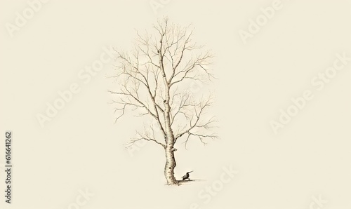  a tree with no leaves and no leaves on it in the snow.  generative ai © Anna