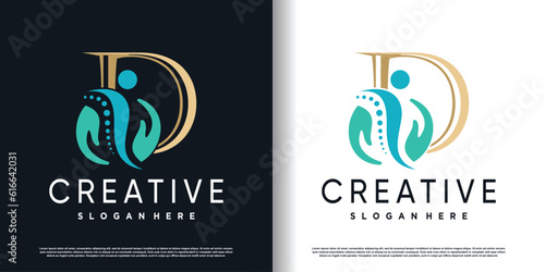 initial d logo design with creative and massage concept premium vector
