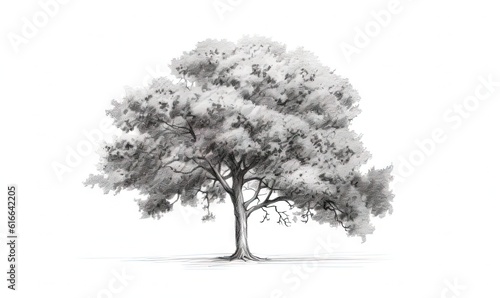  a black and white drawing of a tree with a white background.  generative ai © Anna