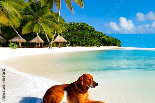 beach with dog ,generative AI