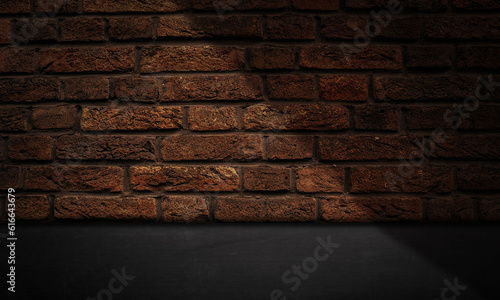 Black floor with shadow stone wall product display background template