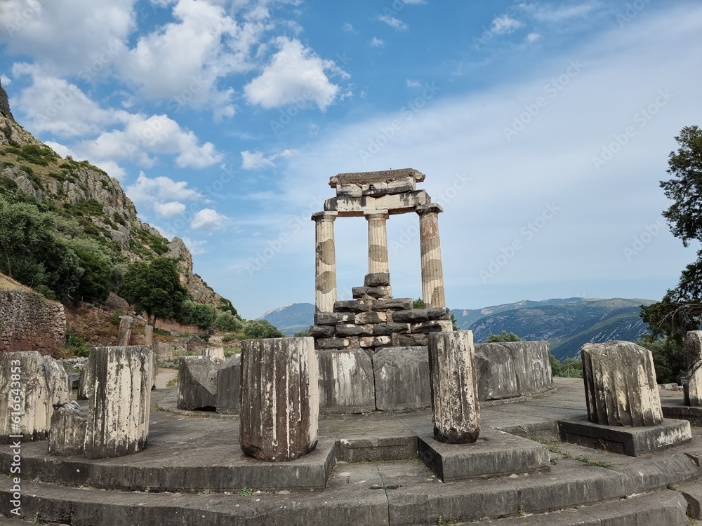 greece delphi temple of athena pronaia and tholos  ancient  Delphi, Greece