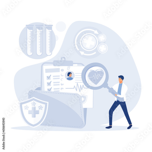 Electronic health record and online medical services, Patients having online consultations with medical specialists, flat vector modern illustration