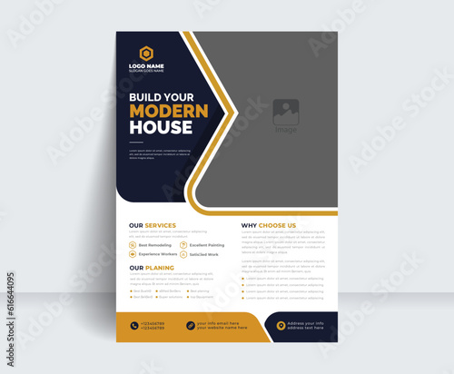 Home sale flyer, creative real estate modern a4 business flyer template
