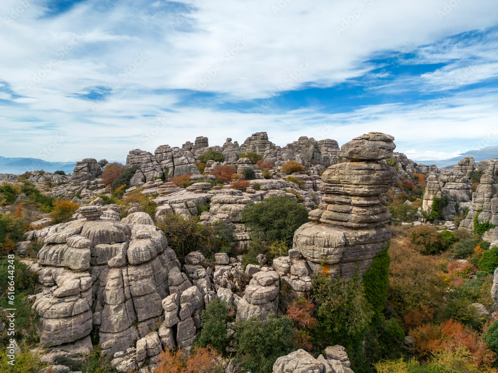 vista aérea de las formaciones rocosas del paraje natural del torcal de Antequera, Andalucía vista aérea de las formaciones rocosas del paraje natural del torcal de Antequera, Andalucía