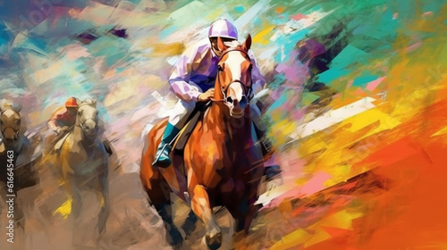 Kampf der Geschwindigkeit: Pferderennen in abstrakter Darstellung
