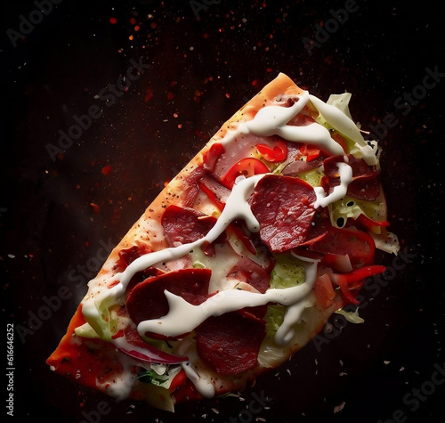 Rich Beef Cheesy Pizza With Dark Background