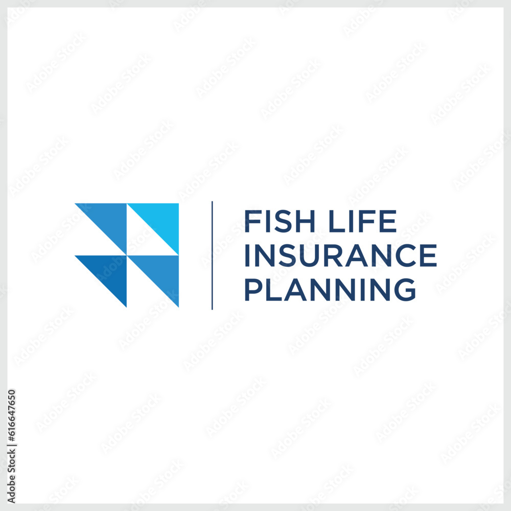 insurance logo with live fish concept insurance logo with live fish concept