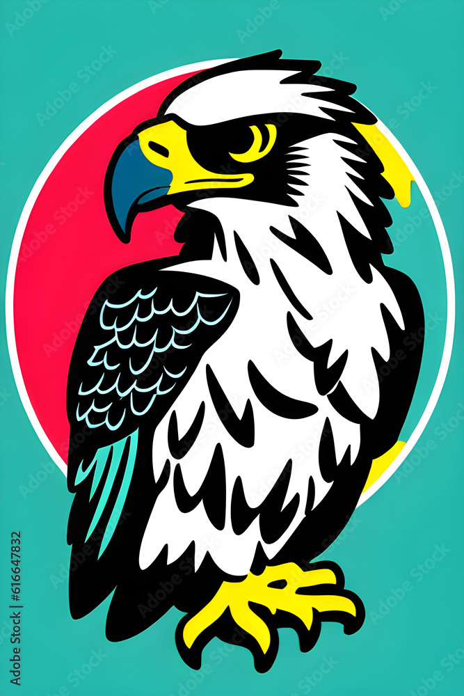 Fototapeta premium graphic for a t shirt featuring a cute eagle wearing sunglasses