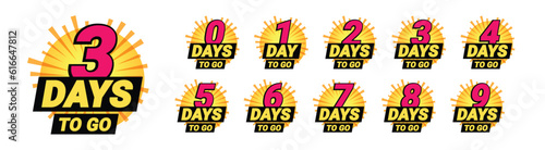 Countdown left days banner. count time sale. Nine, eight, seven, six, five, four, three, two, one, zero days left. Vector illustration photo