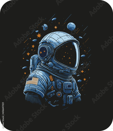 Vector Astraunote, planets, stars, crystals, space, lightnings, stars, elements isolated on black background.