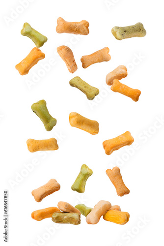 Bones cookies for dogs. Biscuits with spinach and egg on a white background.