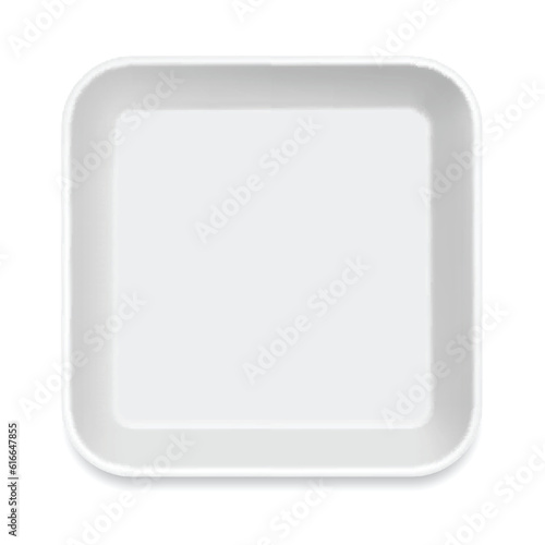 White square Styrofoam Food Tray pack. Template For Mock up Your Design. vector illustration.