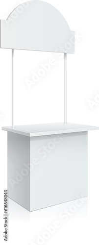 Promotion counter, Retail Trade Stand Isolated on the white background. MockUp Template For Your Design. Vector illustration.