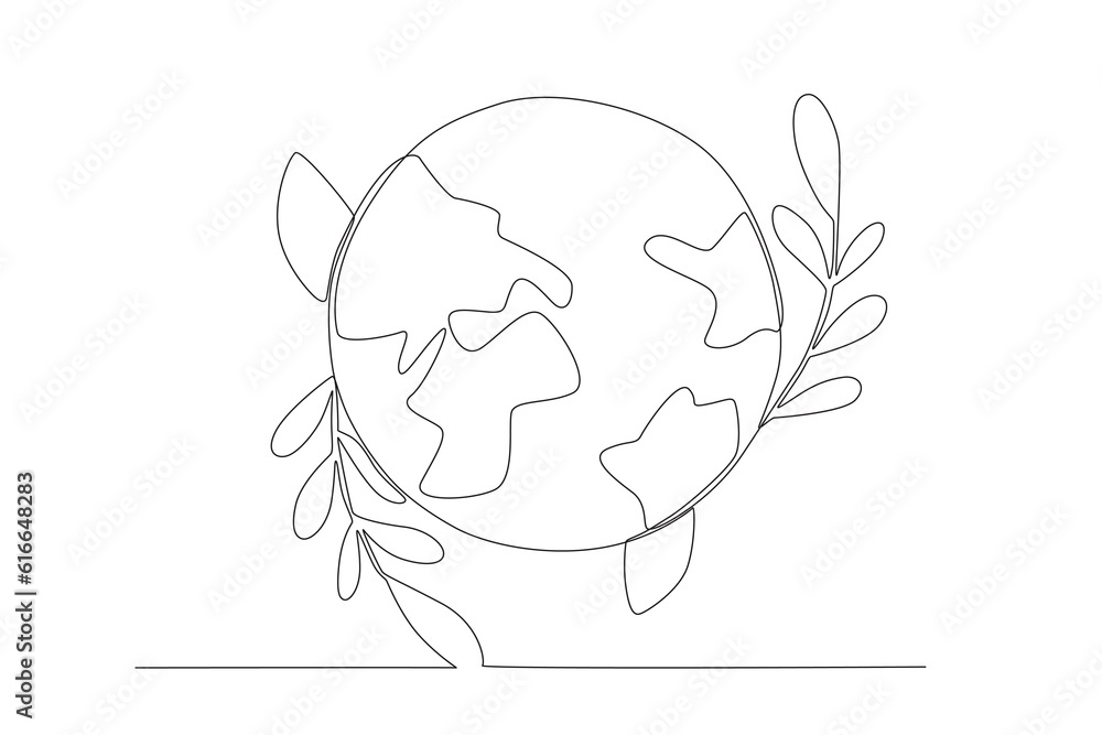 Vector half of the earth and i bud of the tree on it world environment day oneline drawing
Vector half of the earth and i bud of the tree on it world environment day oneline drawing