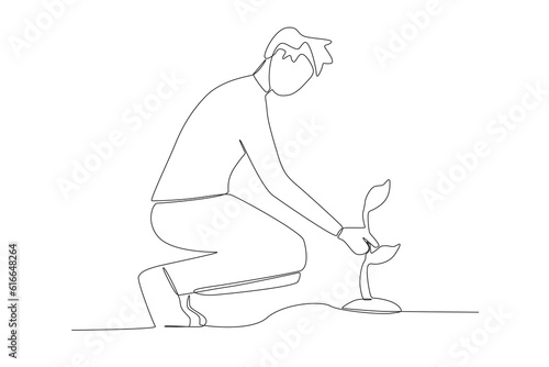 ector a woman sits with a flower in a pot world environment day oneline drawing
