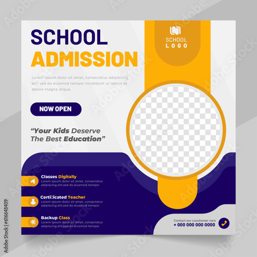 Kids back to school admission social media Template post Corporate banner.